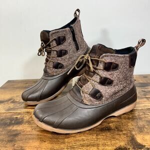 Kamik Women’s Simona Mid F Winter Boots Felt Leather Brown Womens 8M